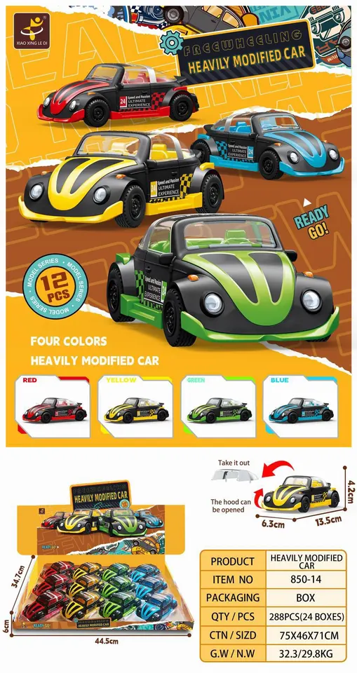 Mini Inertia Retro Modified Beetle Racing Car (12pcs single price) Display Box wholesale from Qili Toys