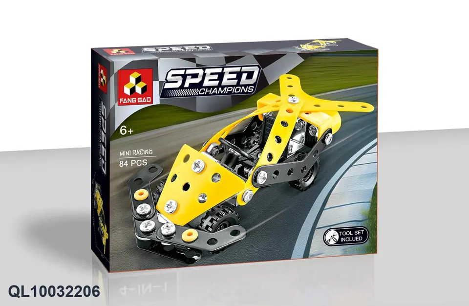 Miniature Gold-Colored F1 Racing Car Assembly Kit (metal) Color Box wholesale from Qili Toys
