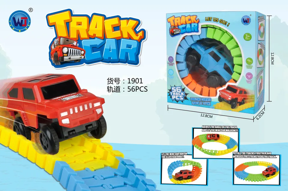 Non-Glowing Track Car (56 pieces of track, 1 aa battery included, battery not provided) Color Box wholesale from Qili Toys