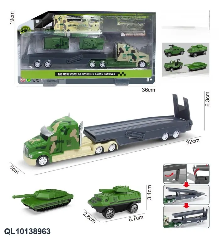 One AB-Type Tractor And Two AB-Type Military Vehicles. Double-Layer Thermoforming wholesale from Qili Toys