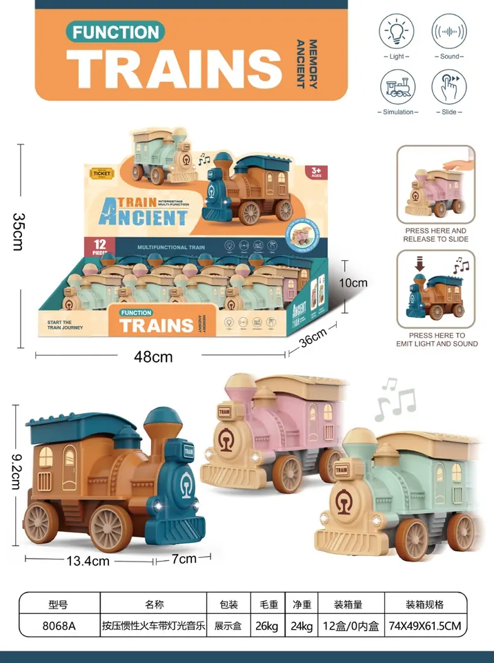 Press Train With Light, Music And Electricity Included (12pcs single price) Display Box wholesale from Qili Toys