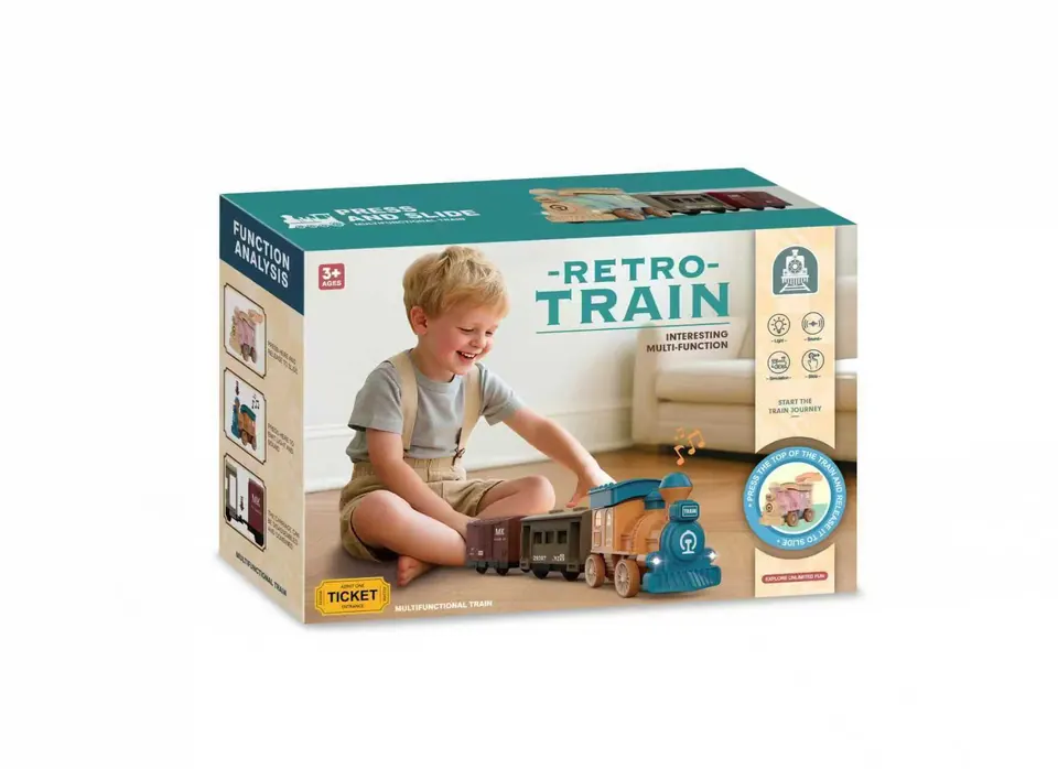 Press-And-Go Friction Train With Trailer Carriage Sealed Box wholesale from Qili Toys