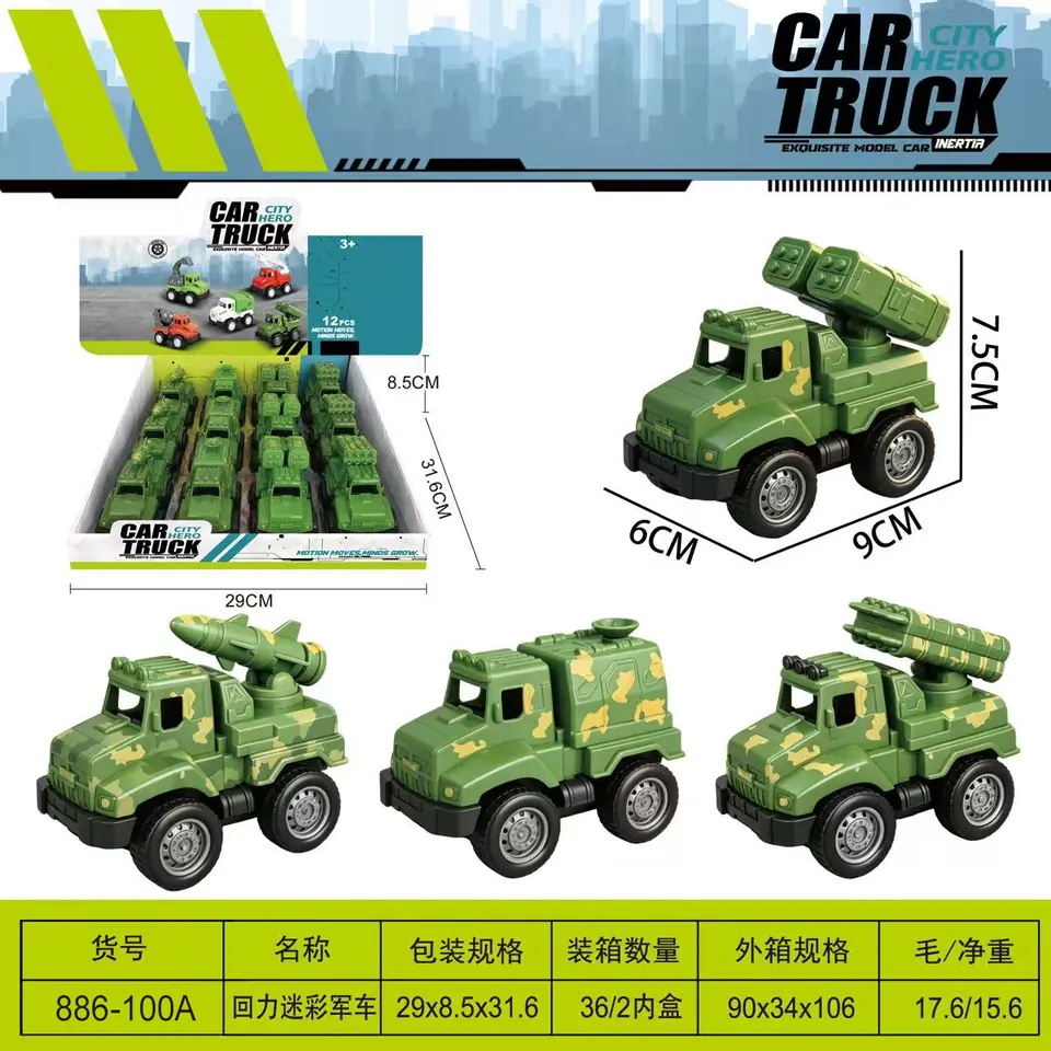 Pull Back Camouflage Military Vehicle Display Box wholesale from Qili Toys