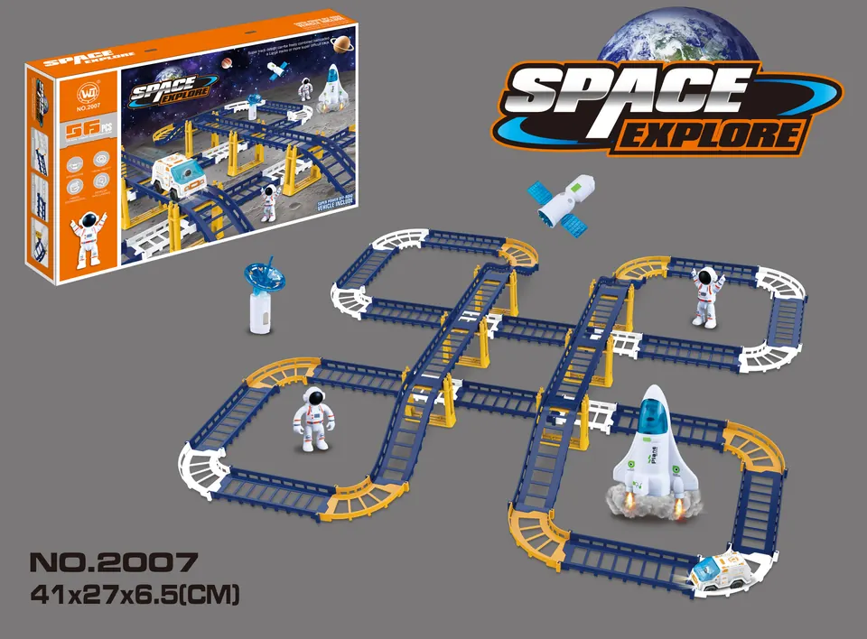 Rapid Track Electric Train Set (56 pieces), Excluding AA Batteries (batteries not included) Color Box wholesale from Qili Toys