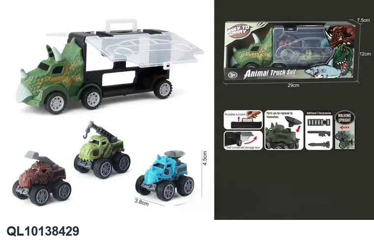 Set Of Three Dinosaur Storage Carts + Three "Return" Engineering Dinosaur Carts Color Box wholesale from Qili Toys