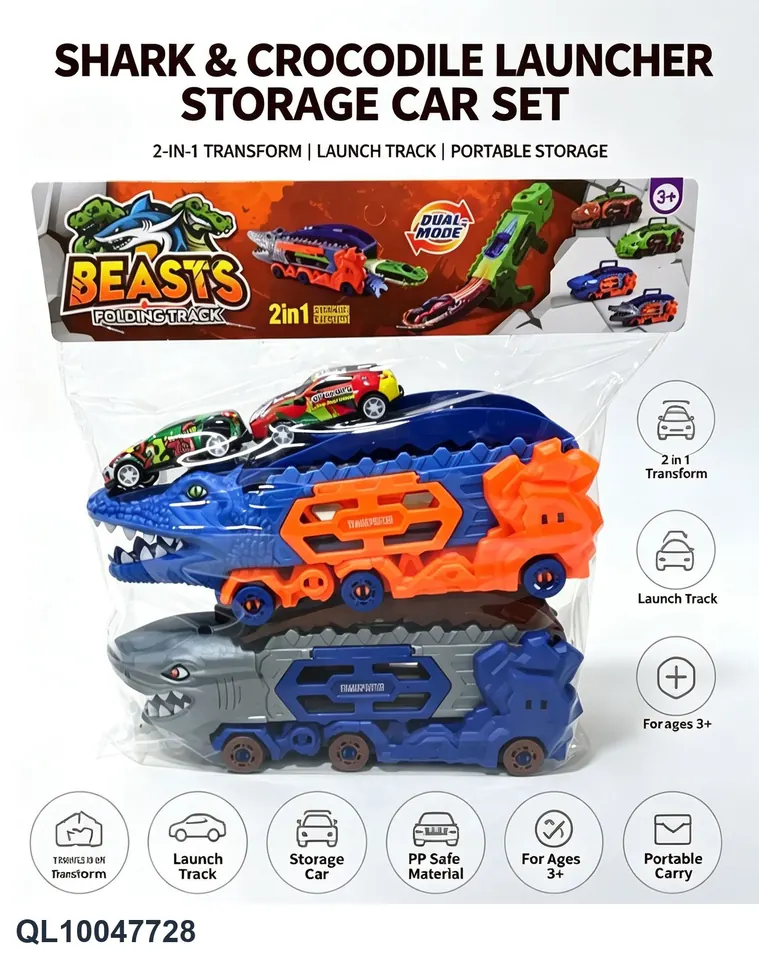 Shark + Crocodile Shooting Storage Cart Set PVC Header Bag wholesale from Qili Toys