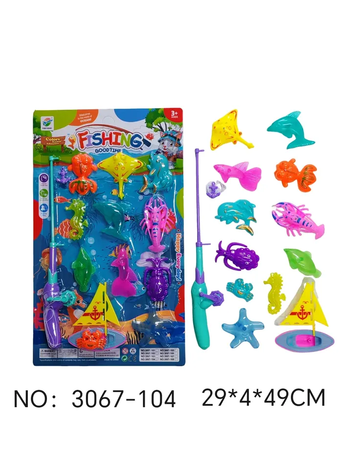 Single Pole Magnetic Fishing+Cartoon Boat Blister Board wholesale from Qili Toys