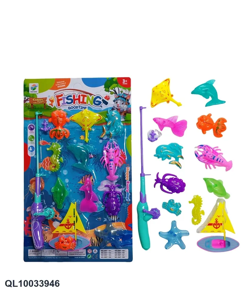 Single Pole Magnetic Fishing+Cartoon Boat Blister Board wholesale from Qili Toys