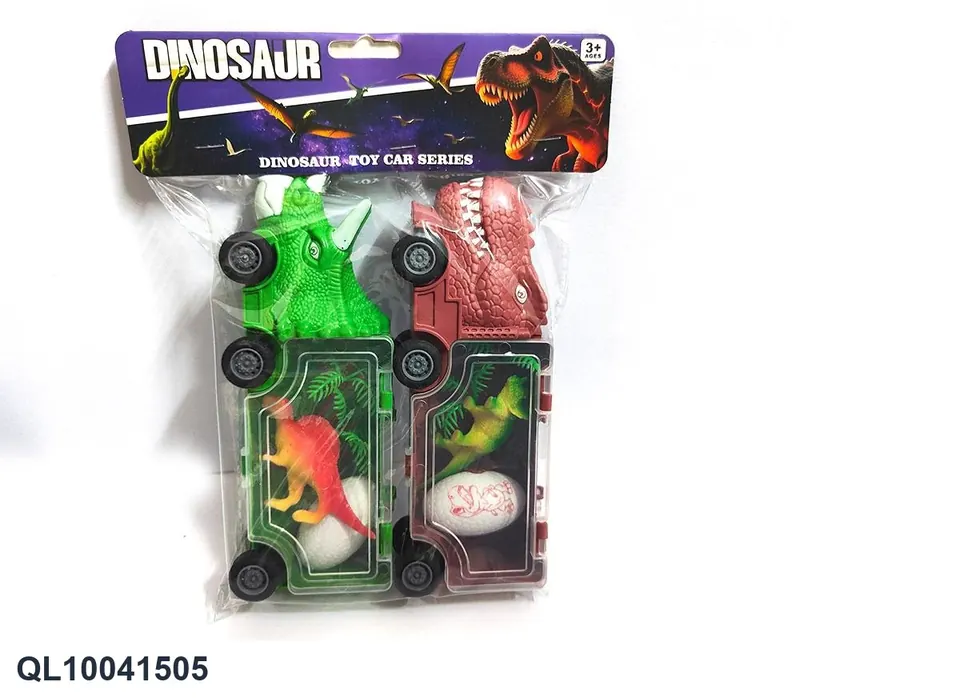 Sliding Dinosaur Storage Car (carrying 1 dinosaur + 1 tree + 1 egg) PVC Header Bag wholesale from Qili Toys