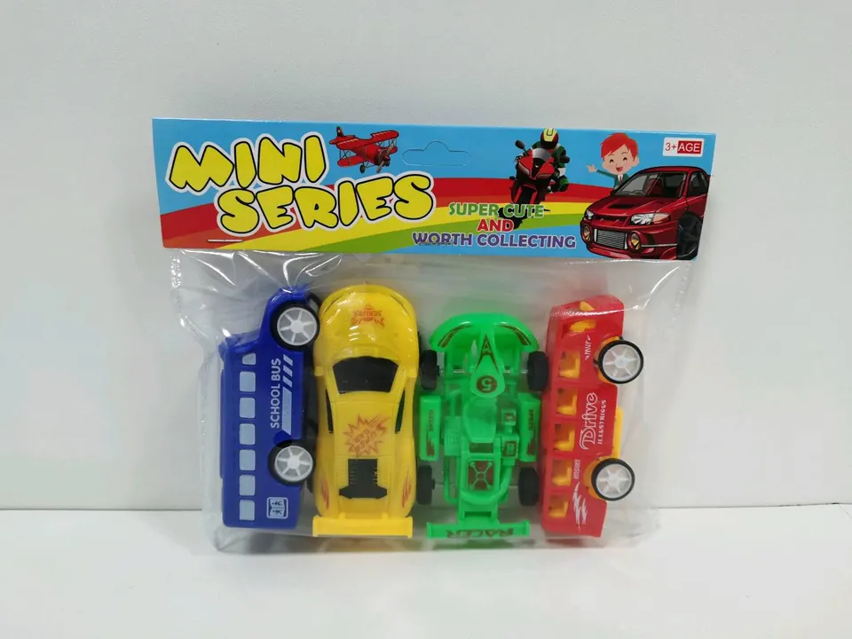Sliding Solid Color Bus School Bus Sports Car Kart (4 pieces) (4 styles, 4 colors) PVC Header Bag wholesale from Qili Toys