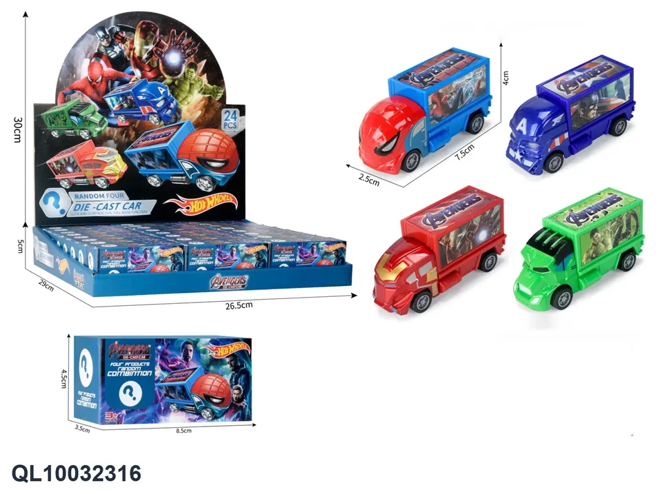 Superhero Team Alloy Car Model (24 pieces per set, blind box) Display Box wholesale from Qili Toys