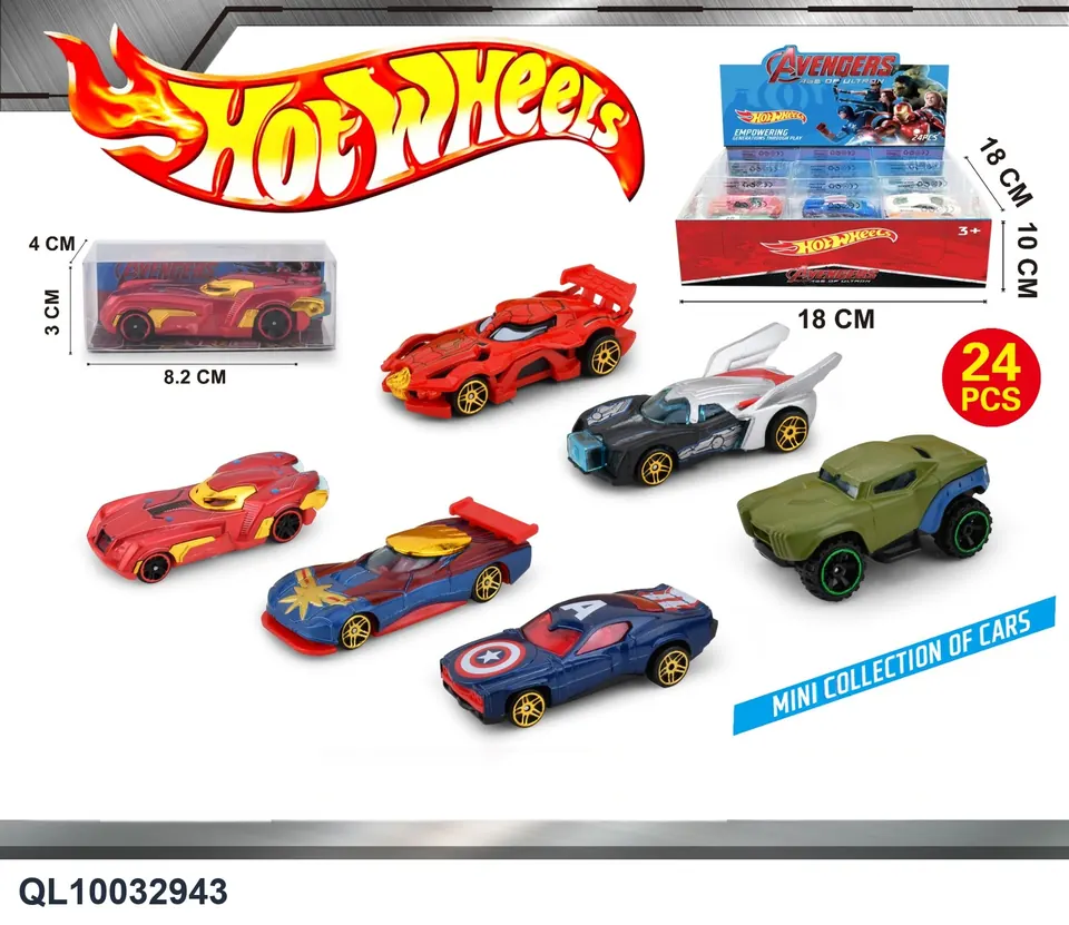 Superhero Team Alloy Car Slide Set Display Box wholesale from Qili Toys