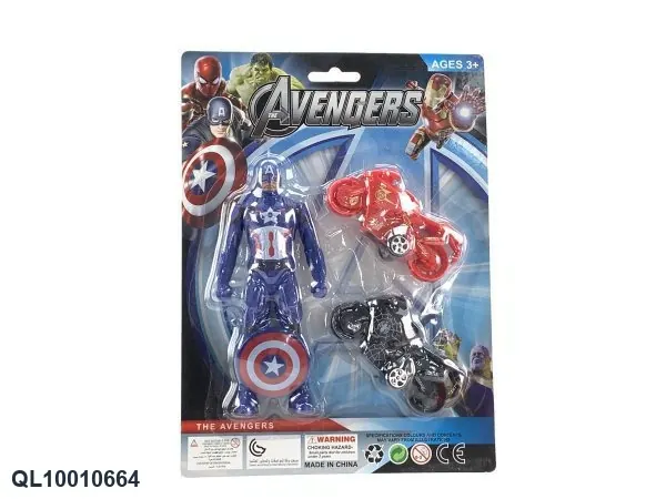 Superhero Team With Pull Back Motorcycle Blister Board wholesale from Qili Toys