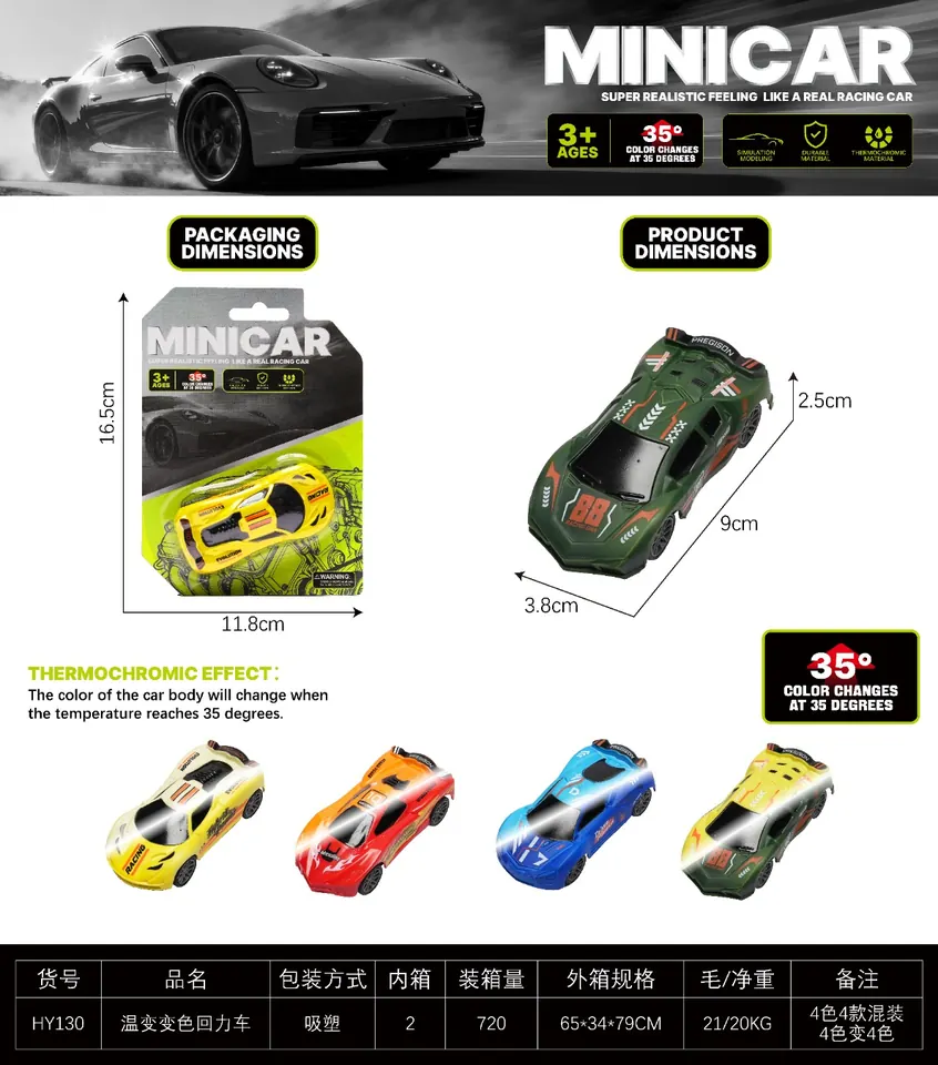 Temperature Color Changing Pull Back Car Blister Pack wholesale from Qili Toys