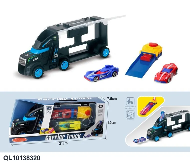 Two Hand-Cranked Toy Cars With A Catapult Mechanism. Color Box wholesale from Qili Toys