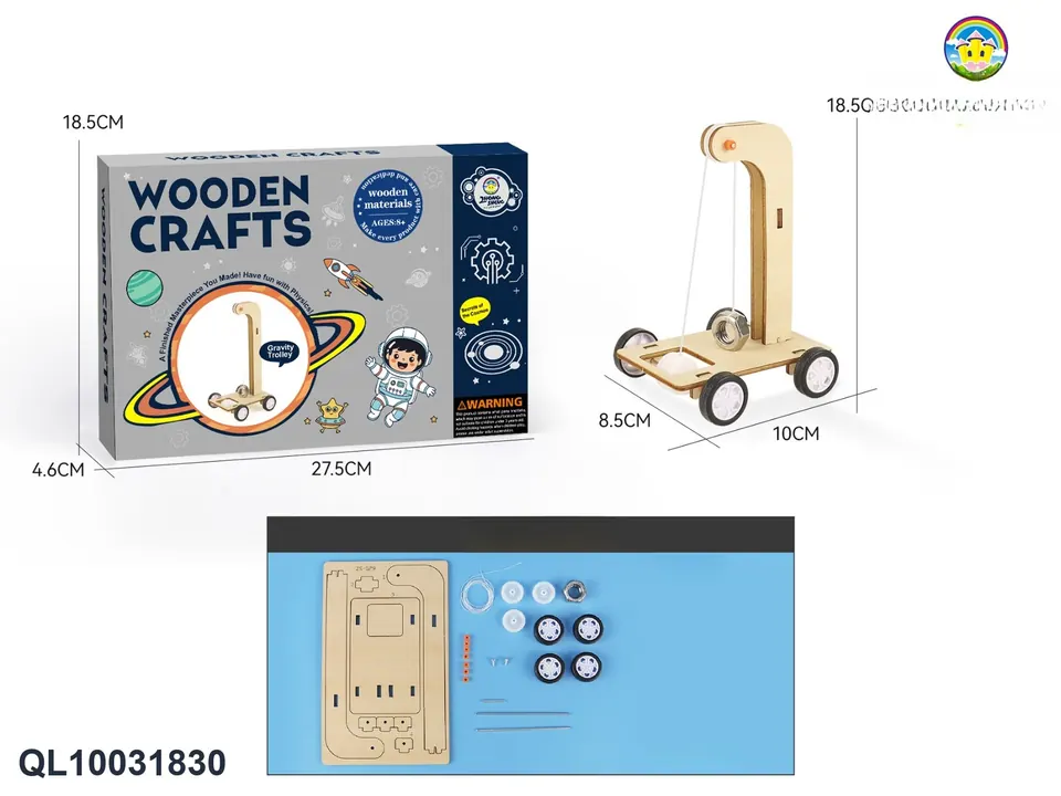 Wooden Science Experiment Kit - Gravity Powered Car (29 pieces) Color Box wholesale from Qili Toys